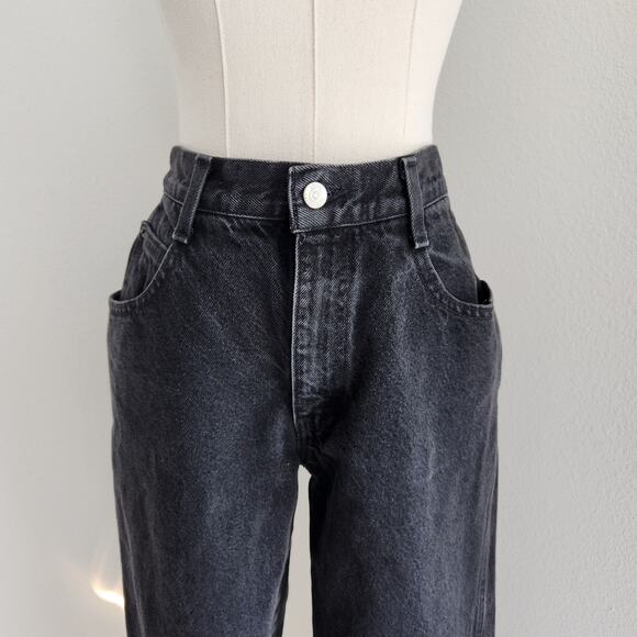 Vintage 90s Gitano Black Wash High Rise Tapered Leg Denim Jeans 2 80s - Picture 2 of 9
